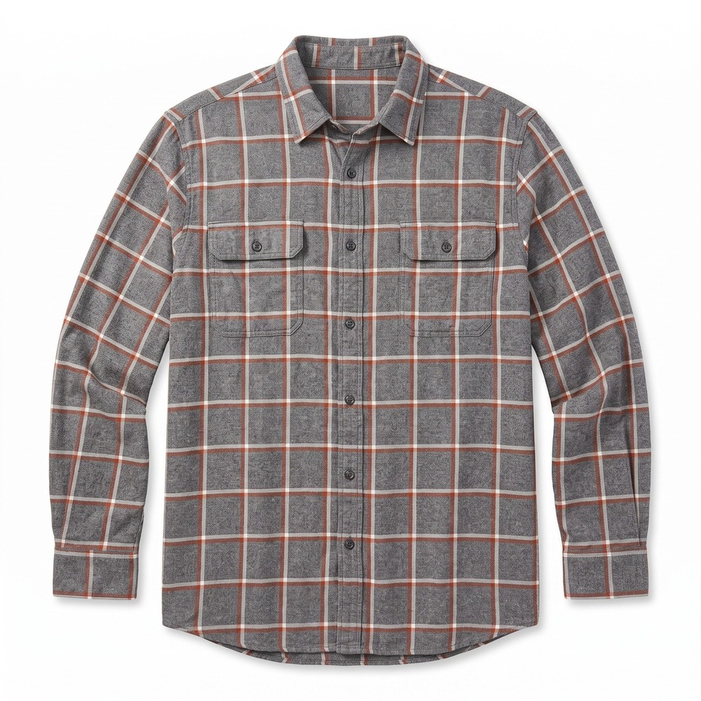 Sonoma Goods For Life XL Gray Rust Plaid Flannel Shirt Mens